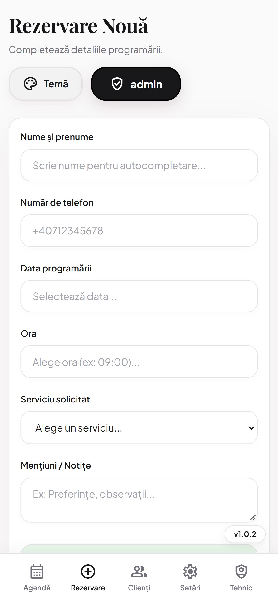 Programare nouă pe telefon