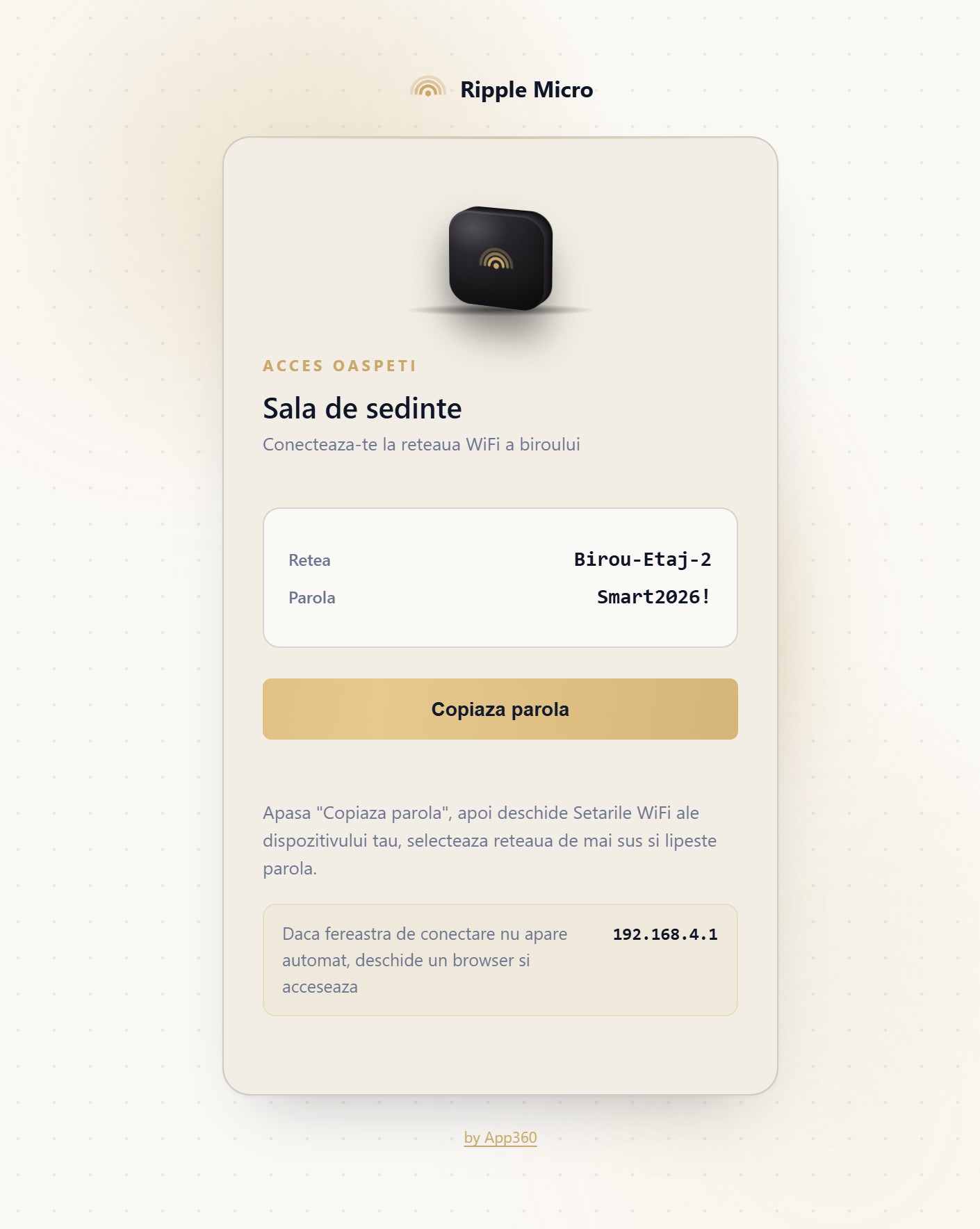 Portalul Ripple pe telefonul unui oaspete